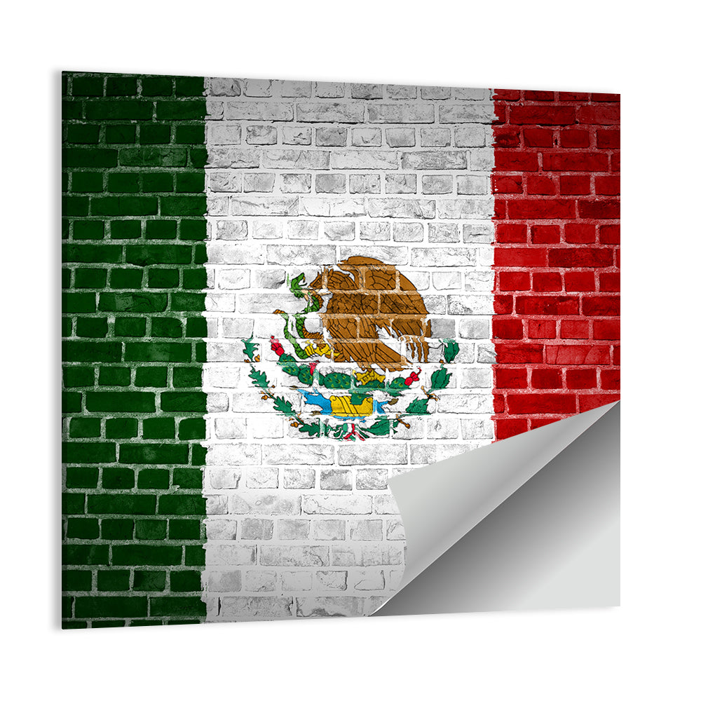 Weathered Mexico Flag with Coat of Arms Wall Art