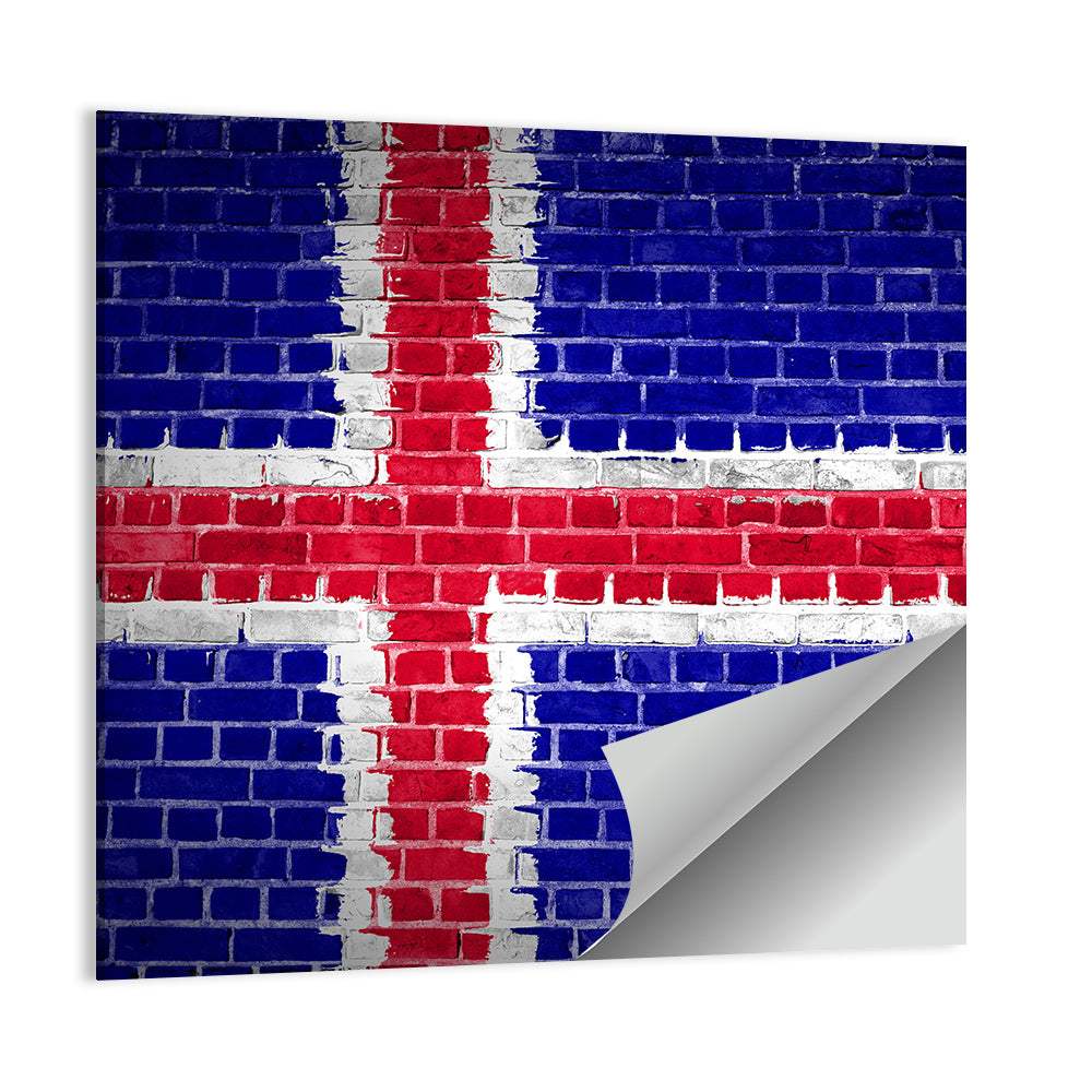 Iceland Flag on Brick Wall Art