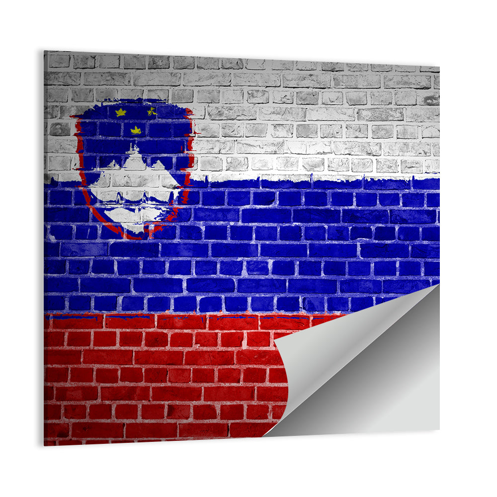 Slovenia Flag on Weathered Brick Wall Art
