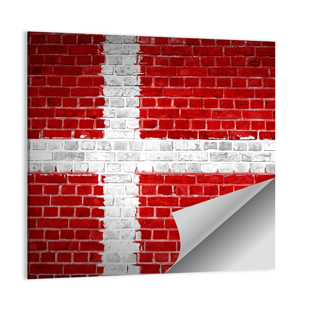 Denmark Flag on Weathered Brick Wall Art