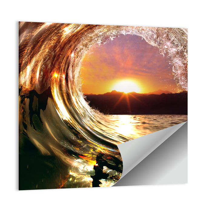 Ocean Wave Sunset Wall Art as a poster print