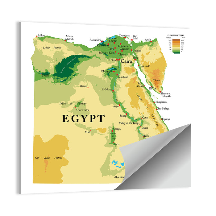Egypt Topographic Map Wall Art as a poster print
