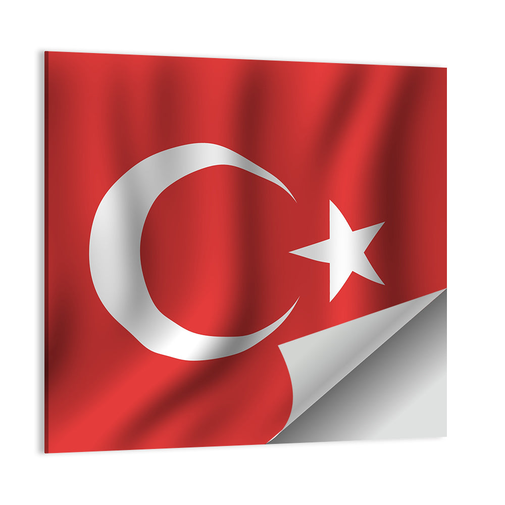 Turkish Flag with Wavy Texture Wall Art