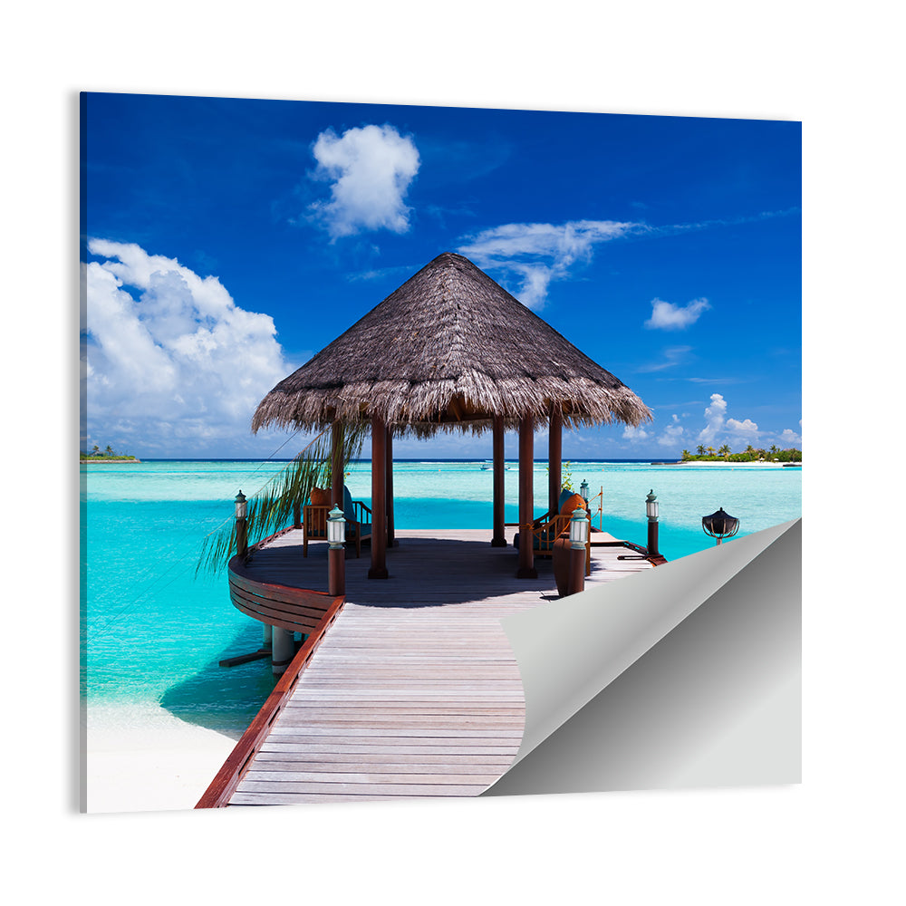 Tropical Jetty with Thatched Gazebo Wall Art