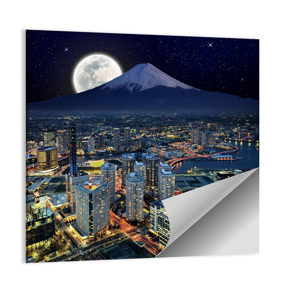 Yokohama Night Skyline with Mount Fuji Wall Art