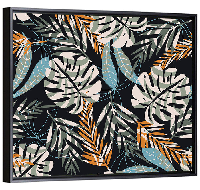 Monstera and Palm Leaves Pattern Wall Art as a poster print