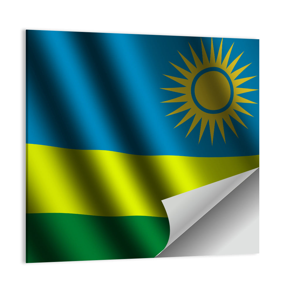 Rwandan Flag with Golden Sun Wall Art