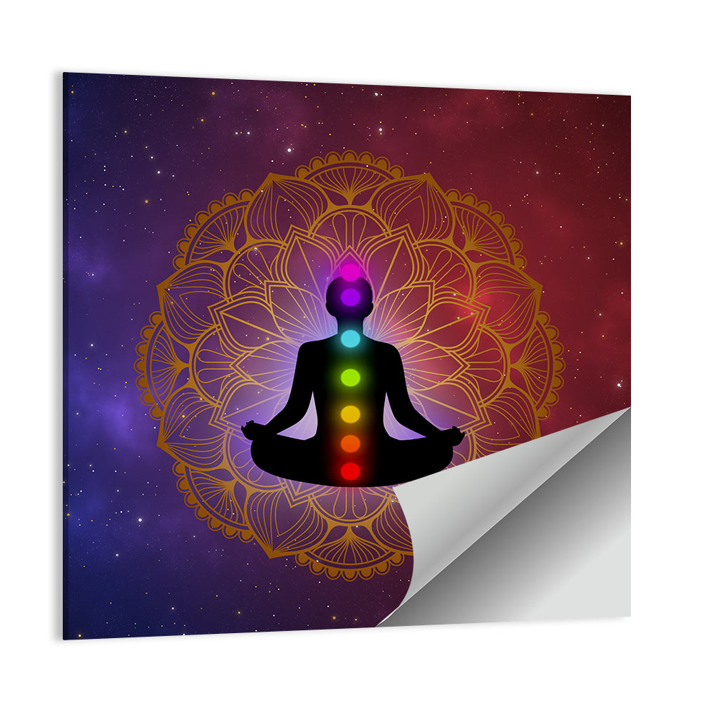 Meditation Man with Golden Mandala Wall Art