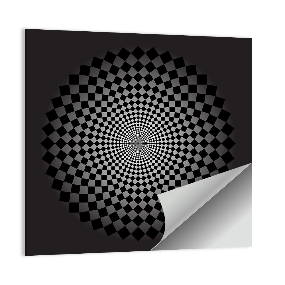 Monochrome Checkerboard Spiral Wall Art