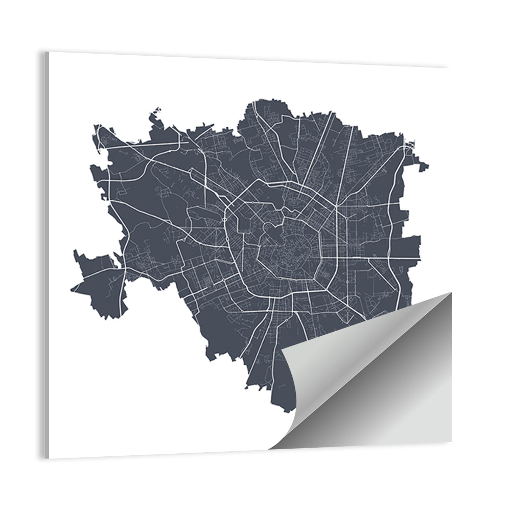 Milan City Map Wall Art
