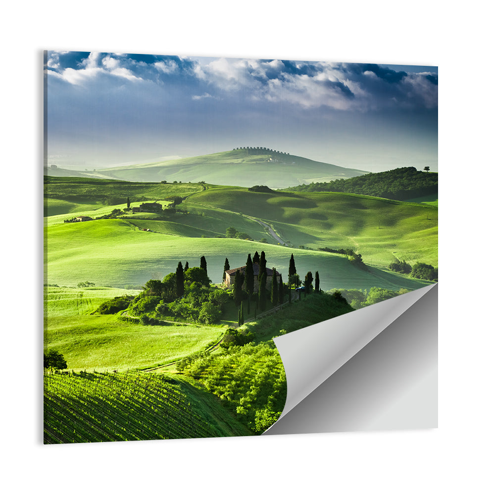 Sunrise Over San Quirico D Orcia Valley Wall Art