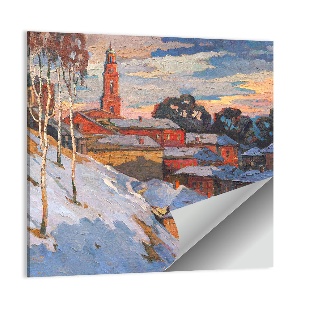 Winter Cityscape at Sunset Wall Art