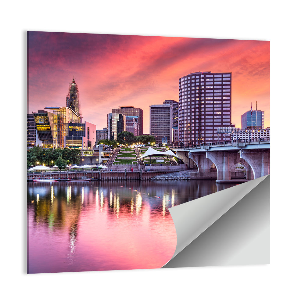 Hartford Skyline at Sunset Wall Art