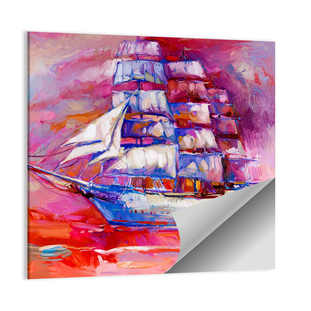 Colorful Tall Ship at Sea Wall Art