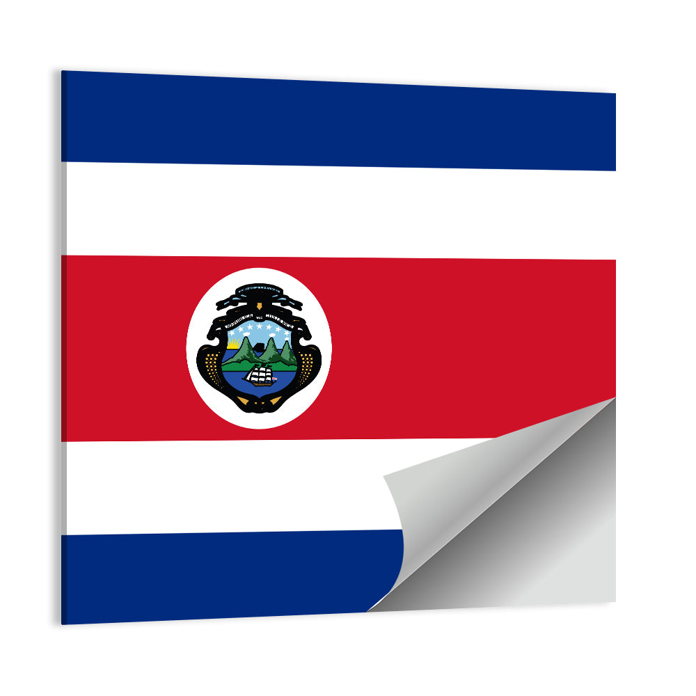 Costa Rica Flag with Coat of Arms Wall Art