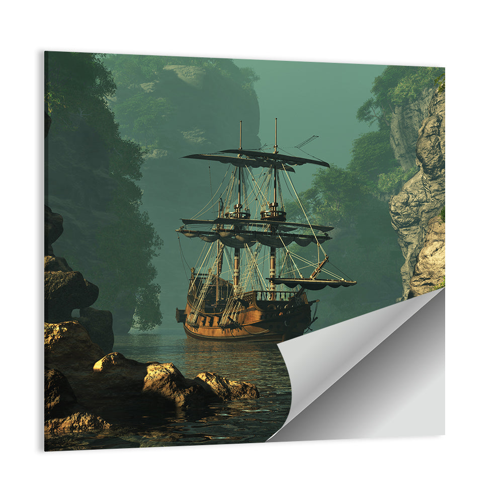 16th Century Sailing Ship in Gorge Wall Art