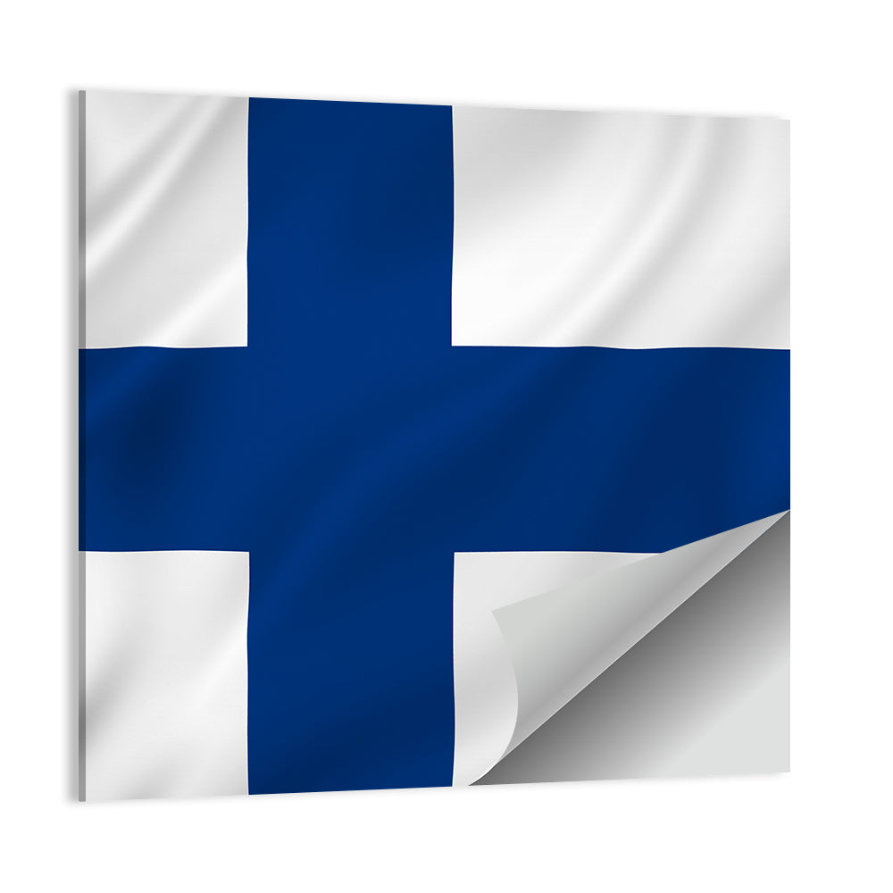 Finnish Flag with Rippling Texture Wall Art