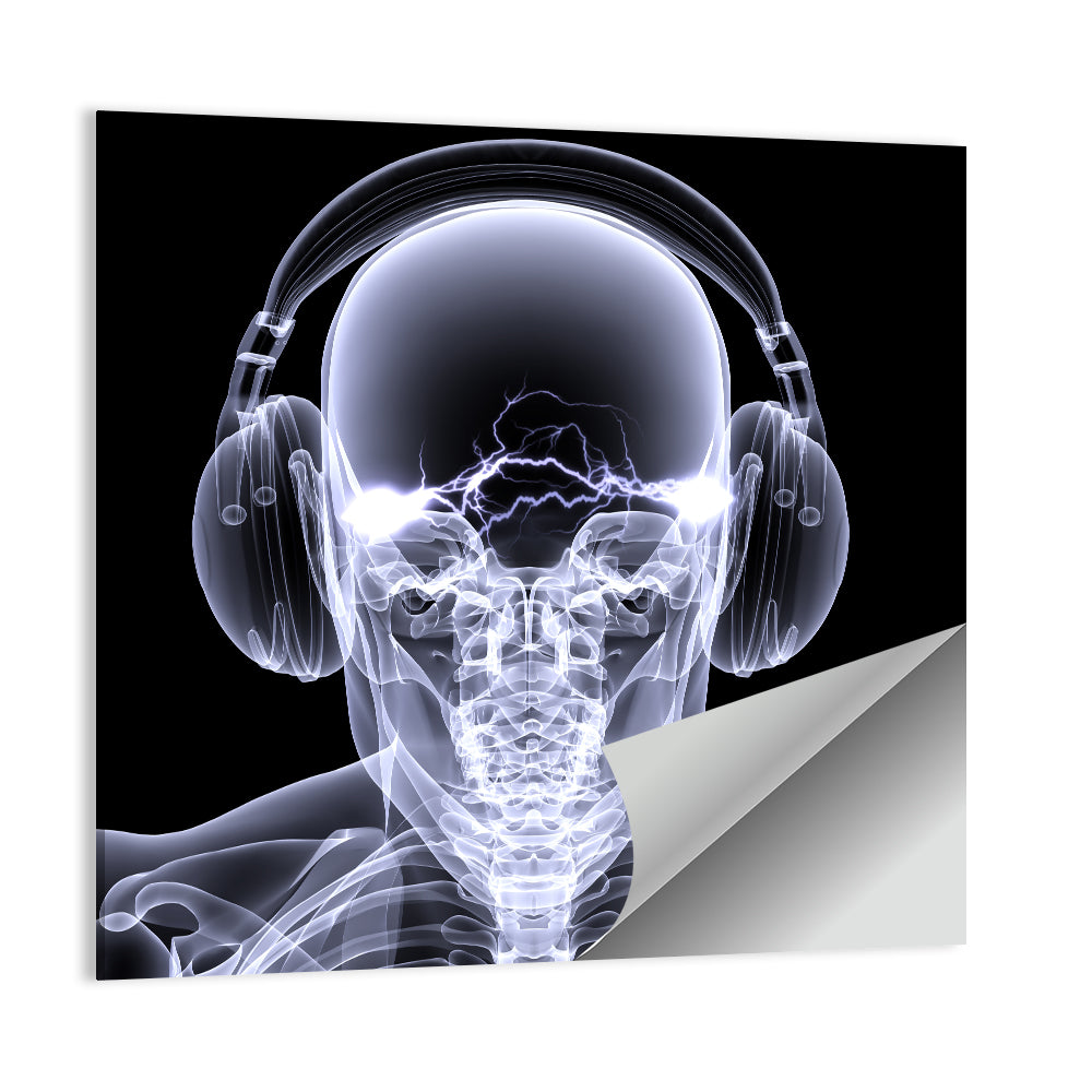 X-ray Skull with Headphones Wall Art