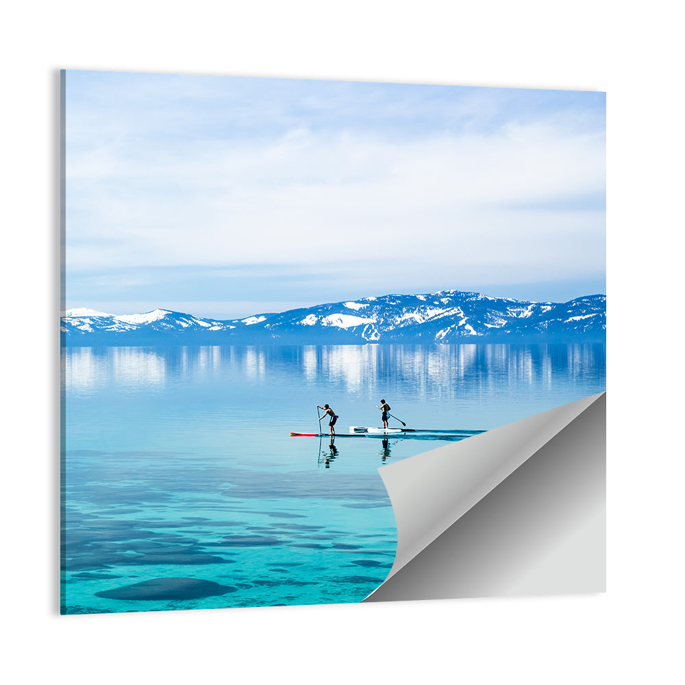 Two Paddleboarders on Mountain Lake Wall Art
