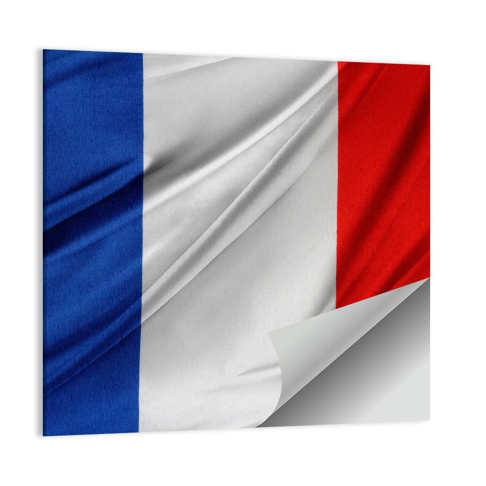 French Flag Tricolor with Folded Texture Wall Art