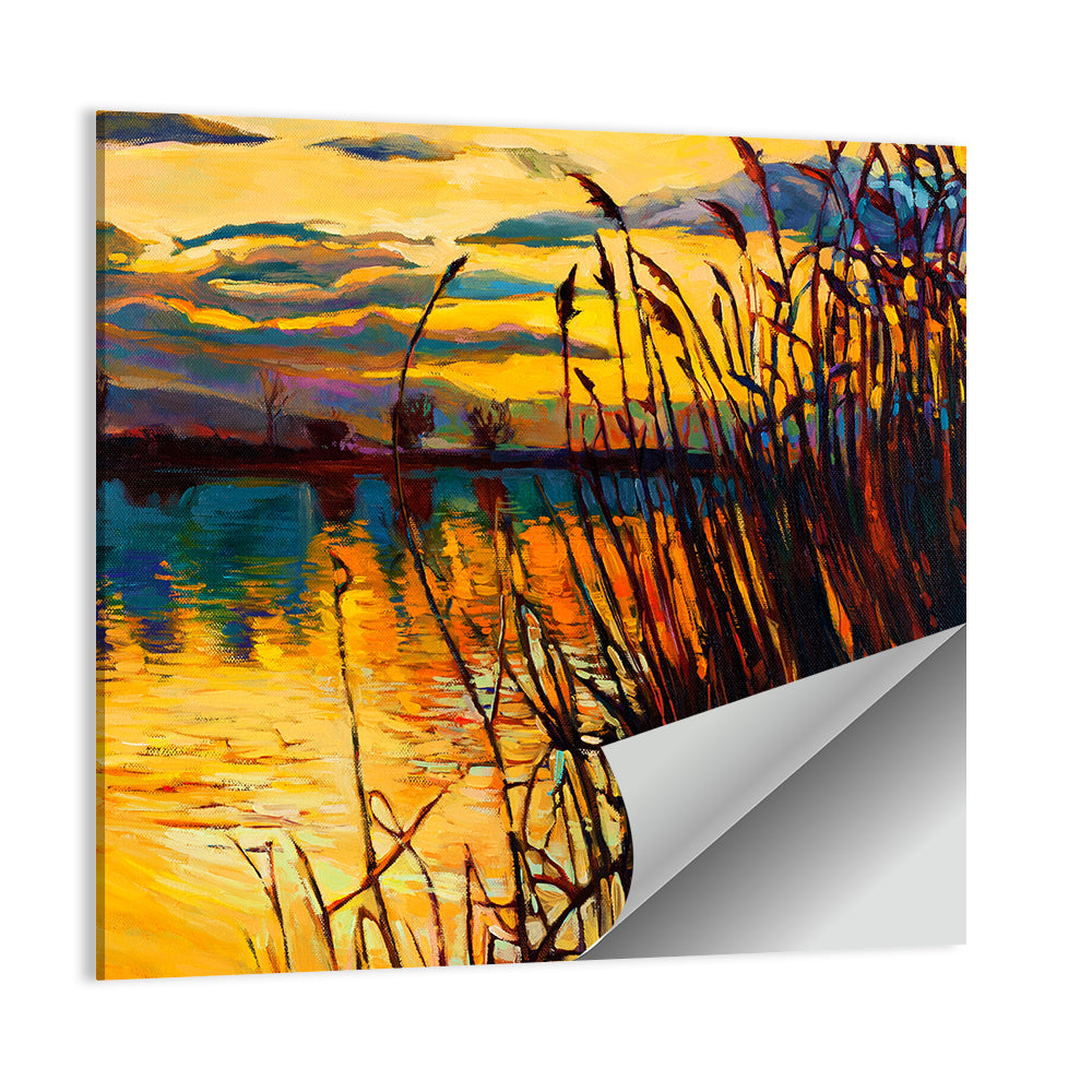 Sunset Lake with Reeds Wall Art