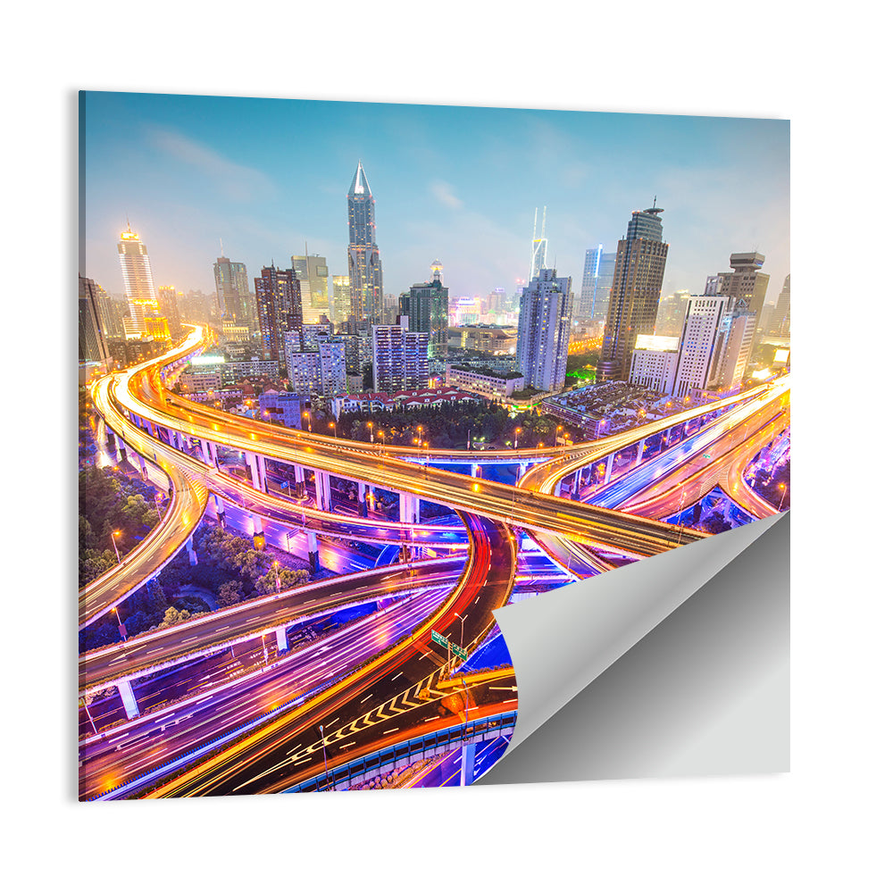 Shanghai Highway Skyline Wall Art