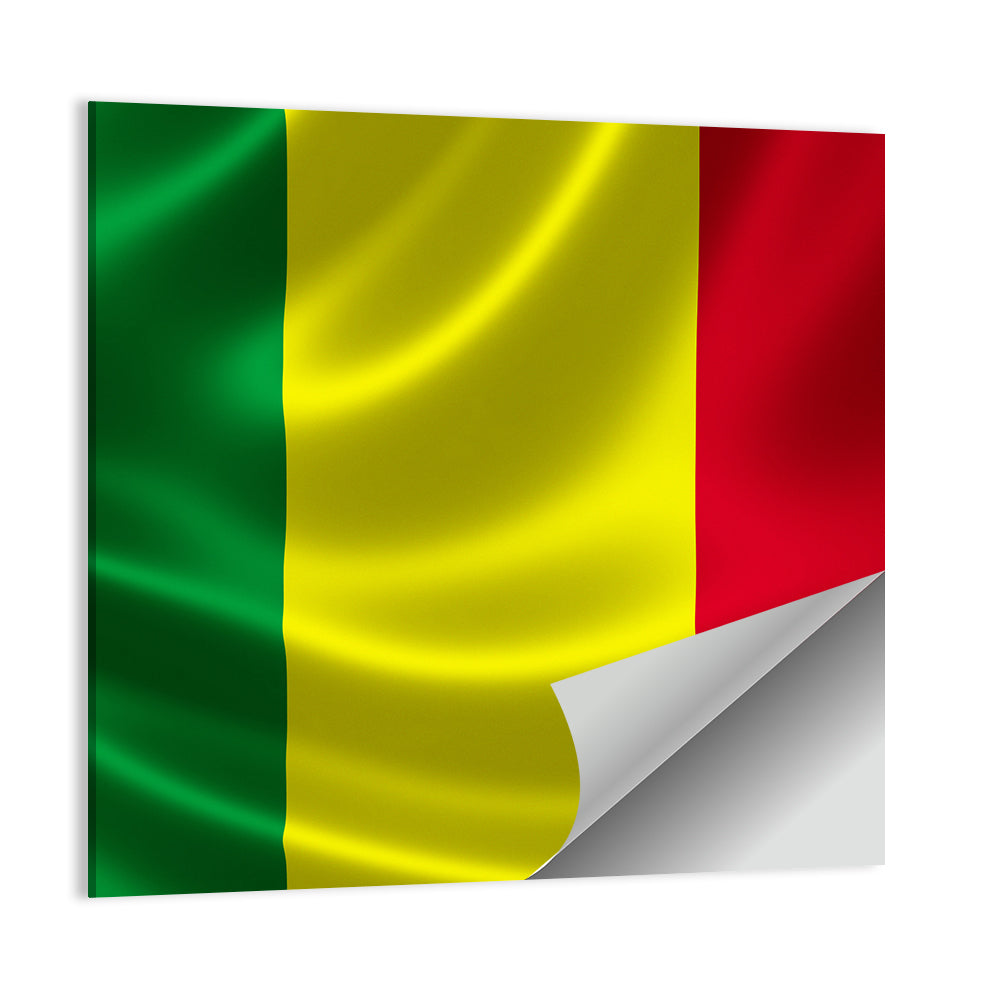 Mali Flag with Waving Fabric Texture Wall Art