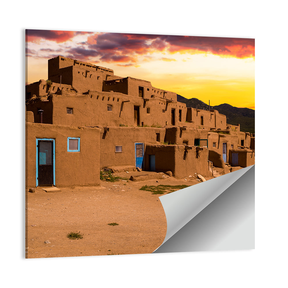 Taos Pueblo at Sunset Wall Art