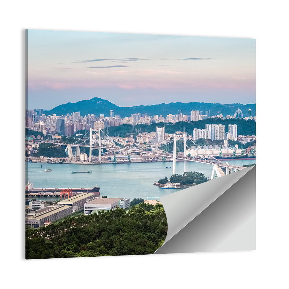 Haicang Suspension Bridge at Dusk Wall Art