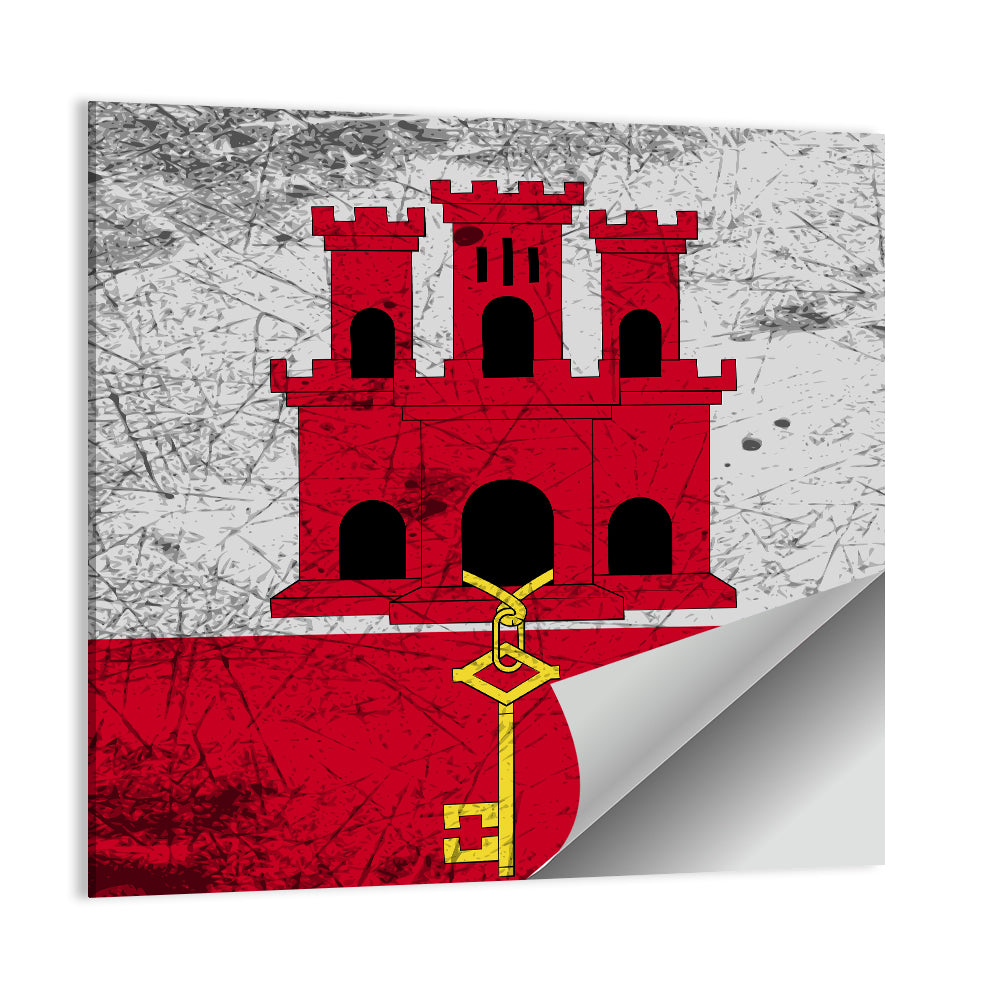 Gibraltar Flag with Castle and Key Wall Art