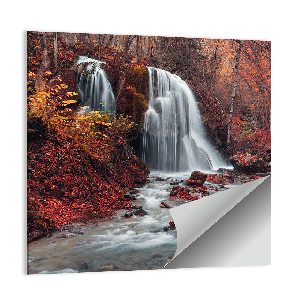 Dual Tier Autumn Forest Waterfall, Crimea Wall Art
