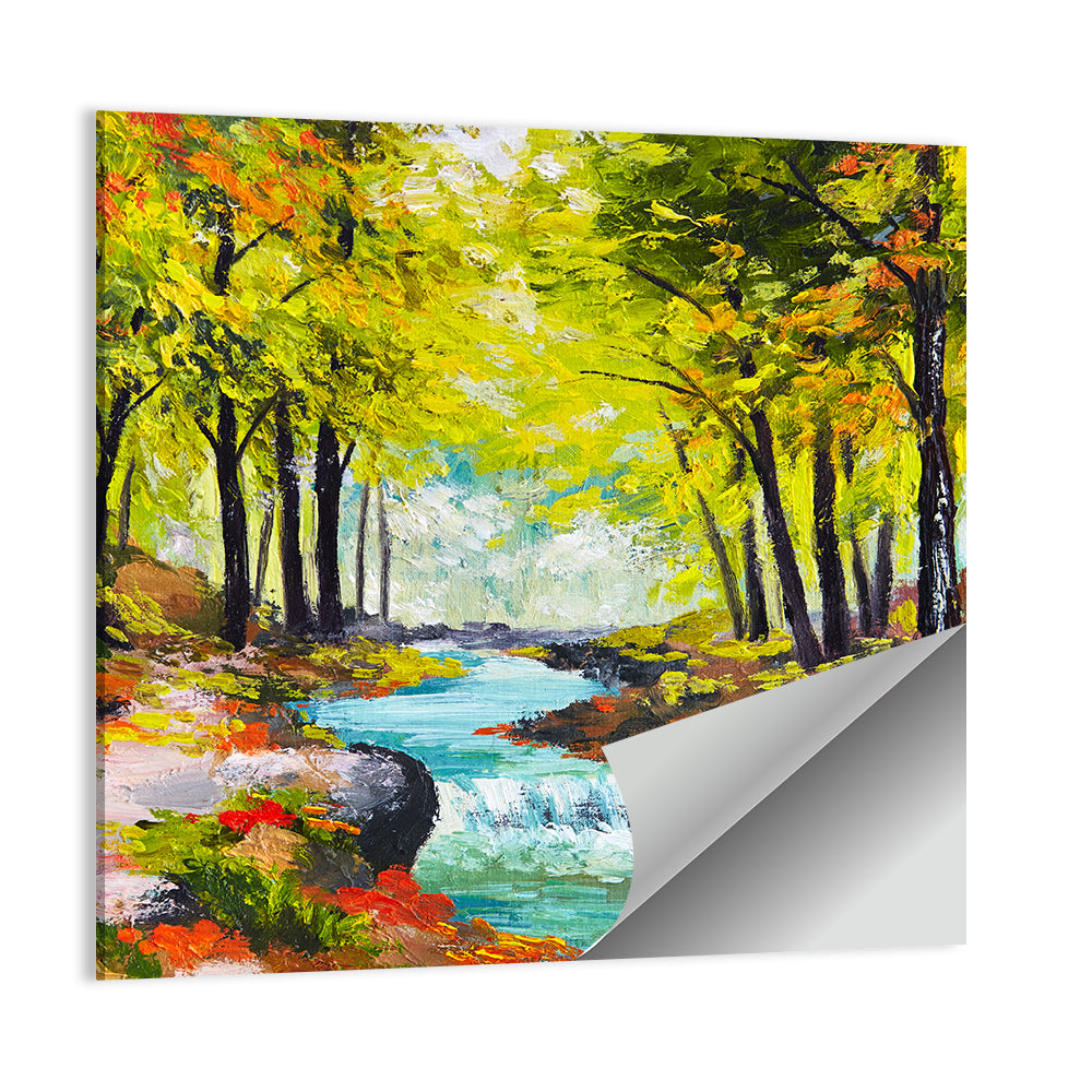 River In Autumn Forest Wall Art