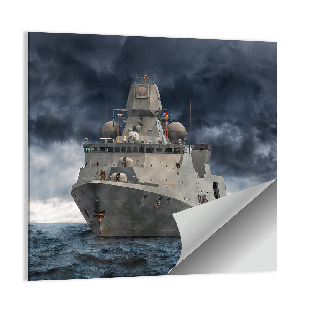 Frigate in Stormy Sea Wall Art