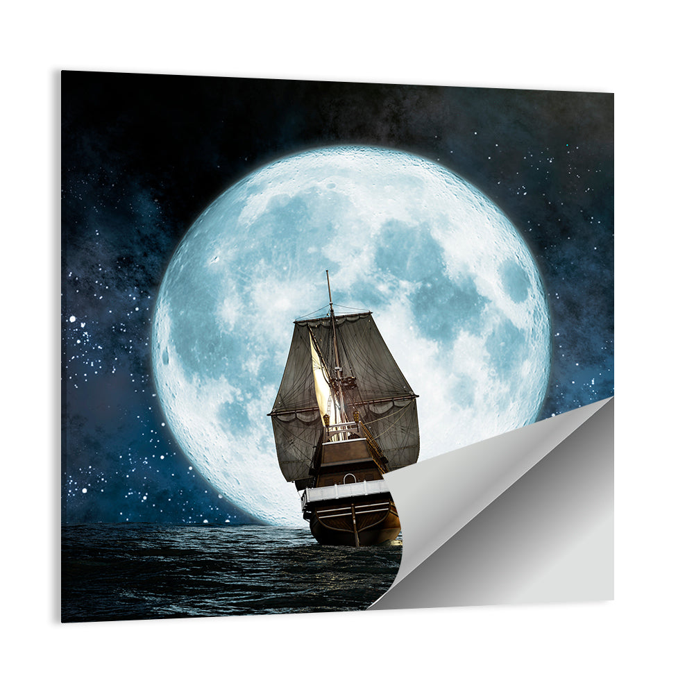 Moonlit Sailboat at Sea Wall Art