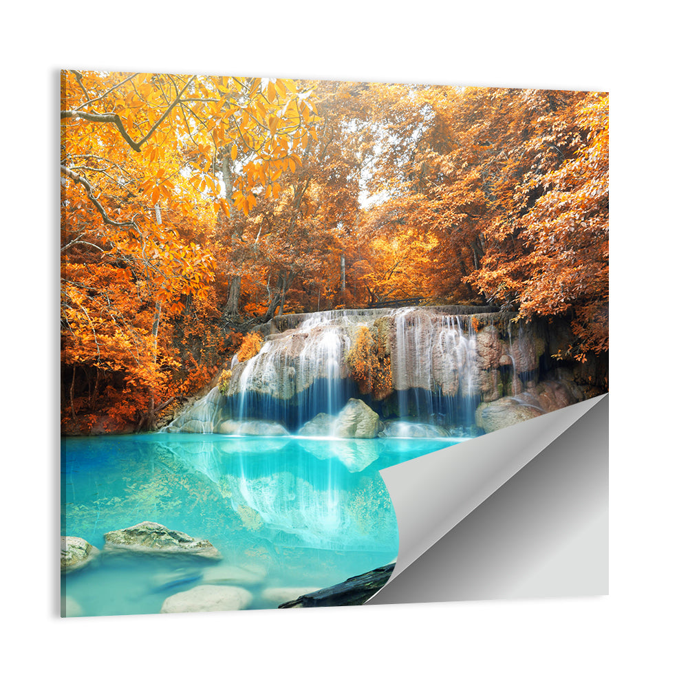Erawan Waterfall Autumn Reflection Wall Art