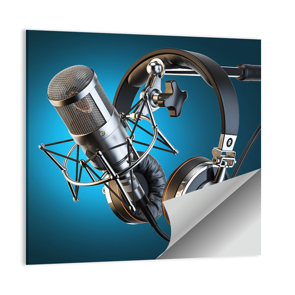 Condenser Microphone and Headphones Wall Art