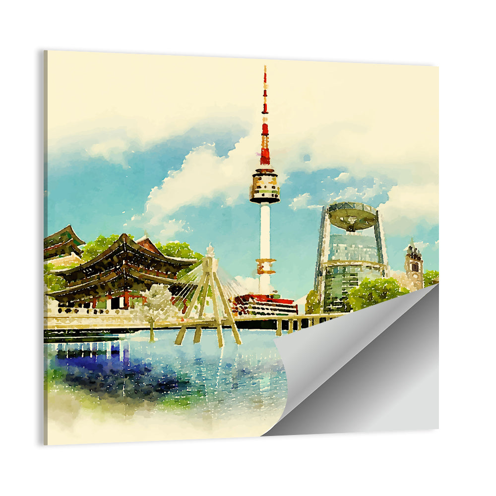 Seoul Skyline with N Seoul Tower Wall Art