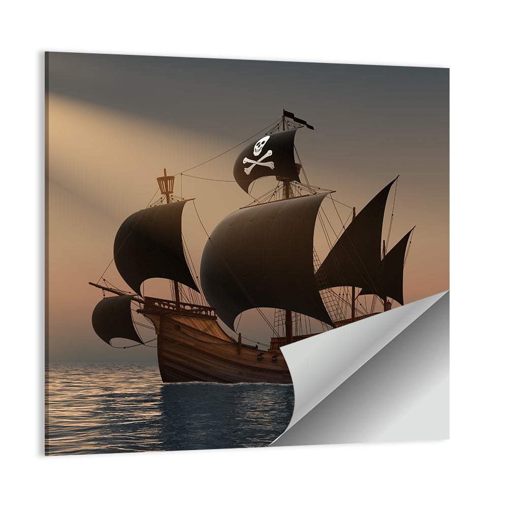 Pirate Ship at Sunset Wall Art