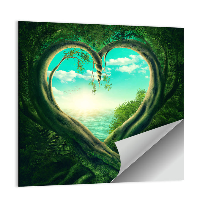Two Trees Forming a Heart Wall Art as a poster print