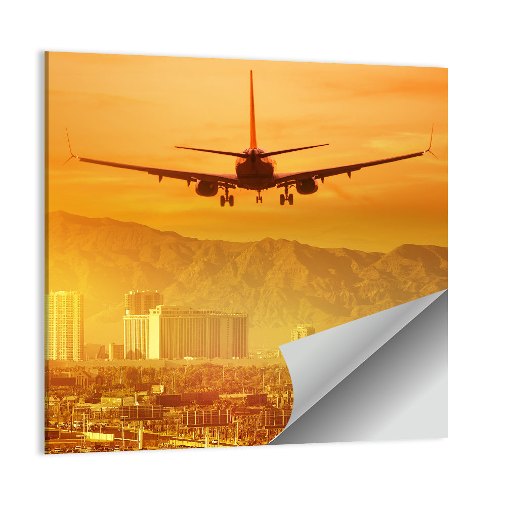 Las Vegas Sunset Plane Landing Wall Art