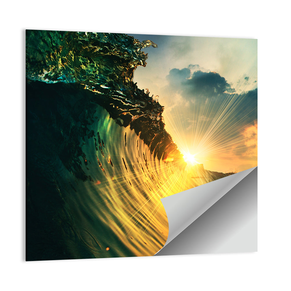 Sunset Through a Curling Wave Wall Art