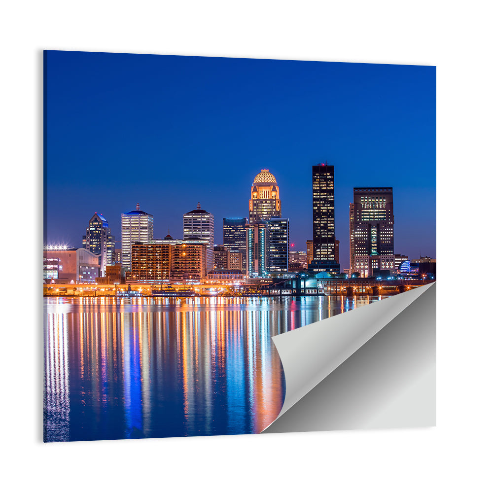 Downtown Louisville Skyline at Night Wall Art