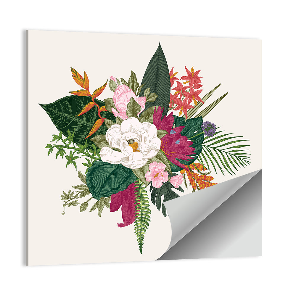 Tropical Bouquet with White Flower Wall Art