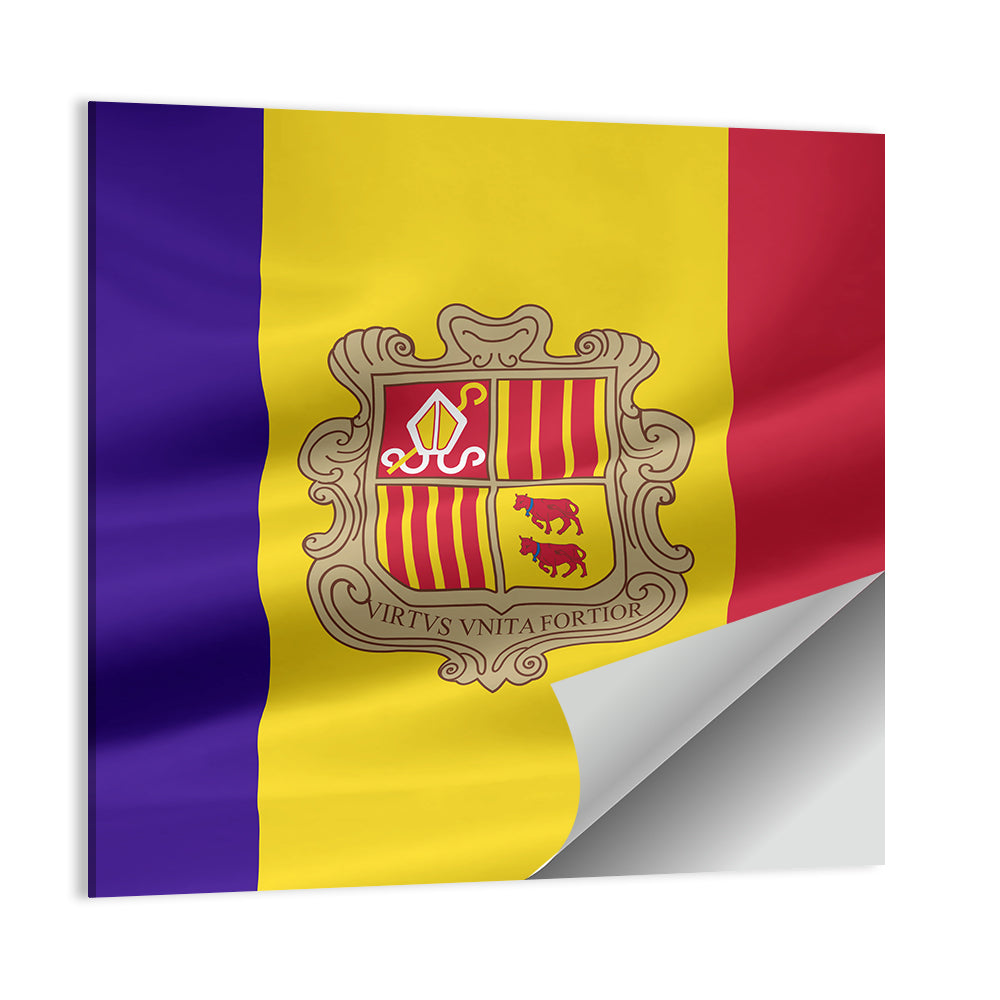 Andorra Flag with Coat of Arms Wall Art