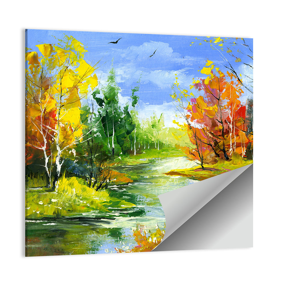 Winding Autumn Stream Wall Art