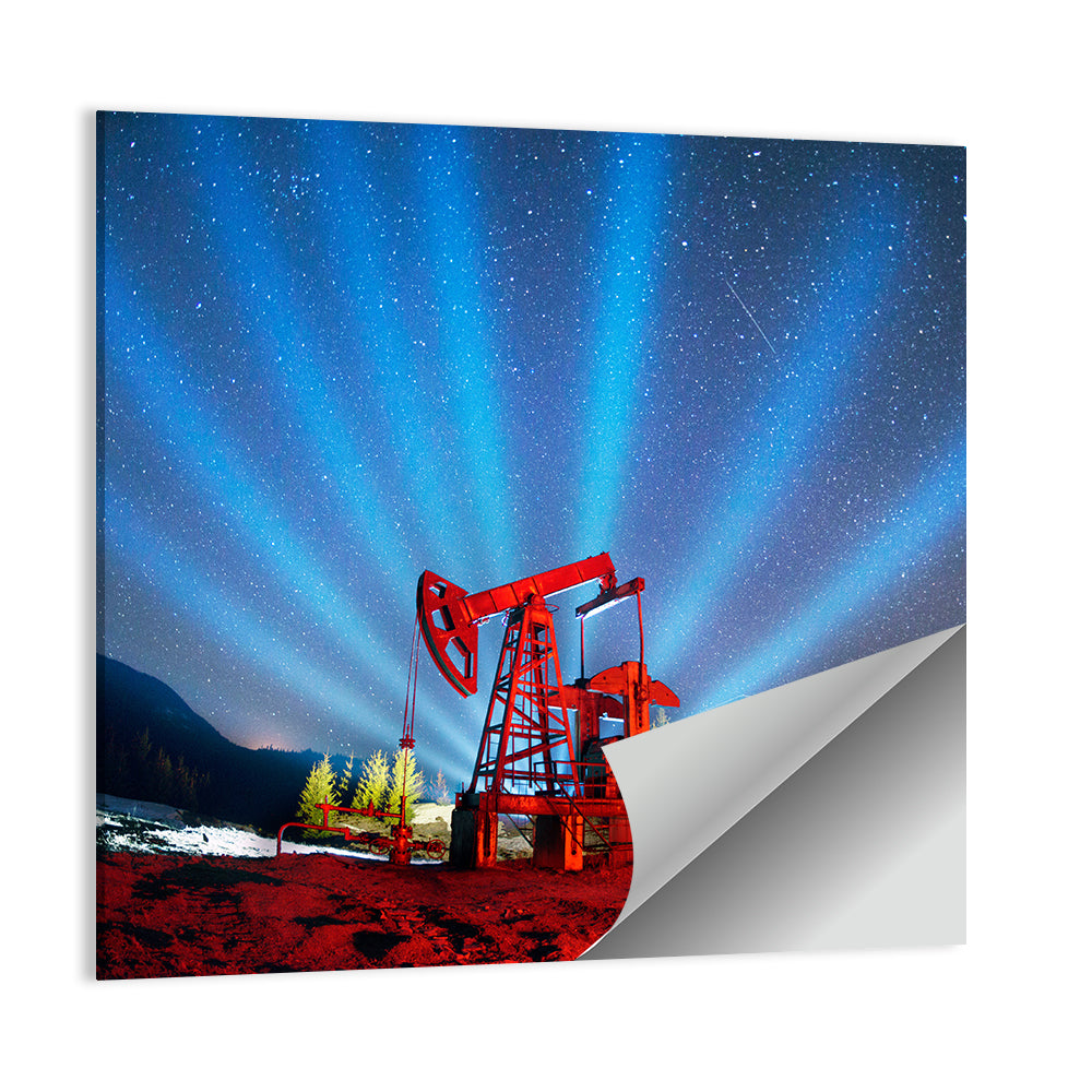 Starry Night Oil Pump Jack Wall Art