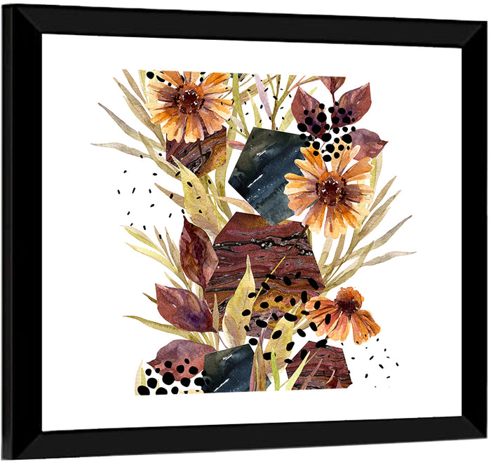 Autumn Floral Illustration Wall Art as a framed print