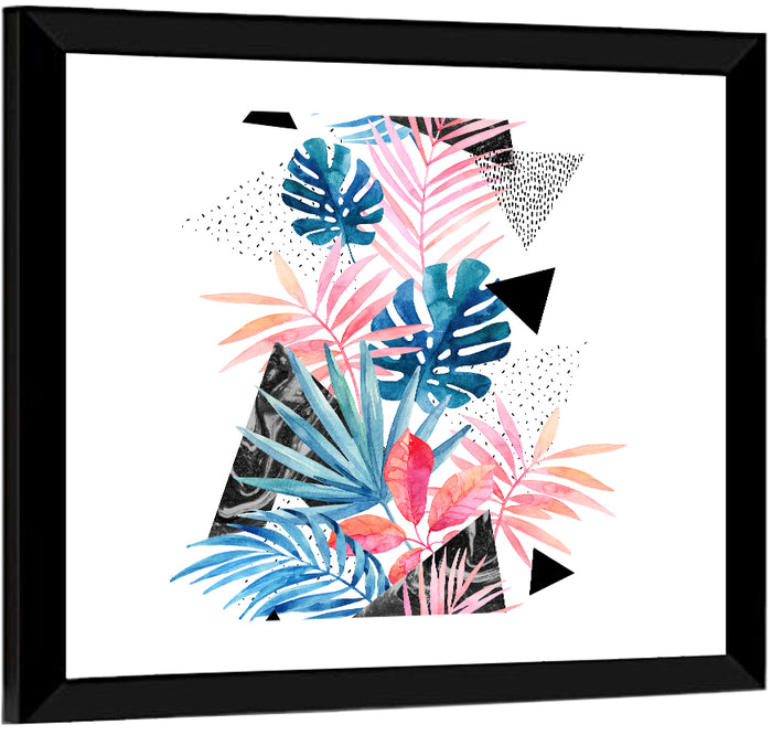 Watercolor Tropical Leaves Wall Art as a framed print