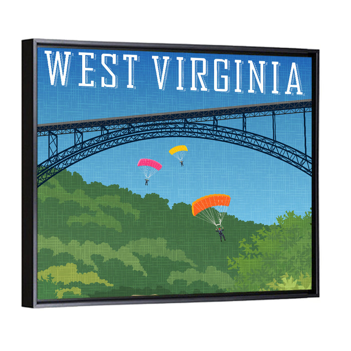 New River Gorge Skydiving Wall Art as a framed canvas