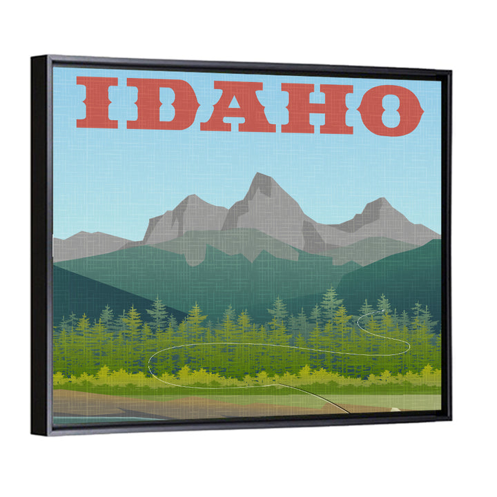 Vintage Idaho Travel Design Wall Art